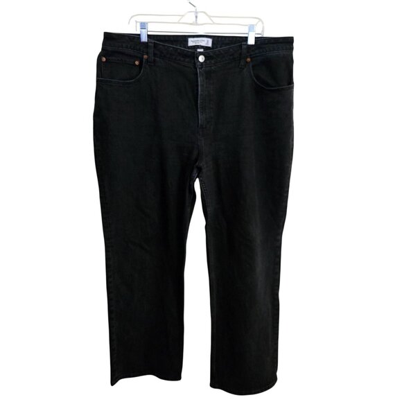 Abercrombie & Fitch 90's Relaxed Jean High Rise Curve Love Black Size 34s/18s - Picture 2 of 13